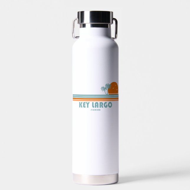 Key Largo Florida Sun Palm Trees Water Bottle (Front)