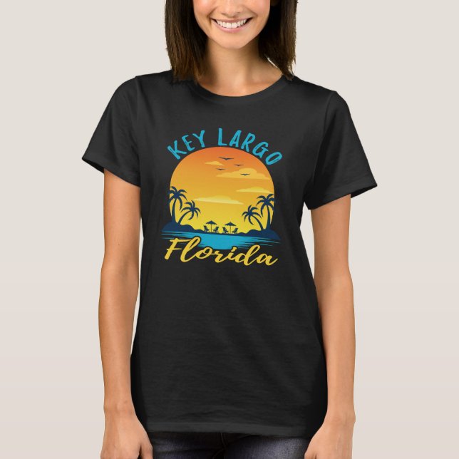 Key Largo Florida Sunset Retro Vacation T-Shirt (Front)