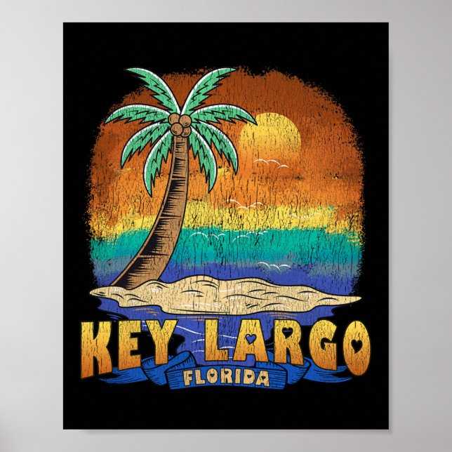 Key Largo Florida Vintage Distressed Souvenir  Poster (Front)