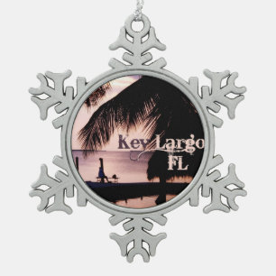 Key Largo Sunset Snowflake Pewter Christmas Ornament
