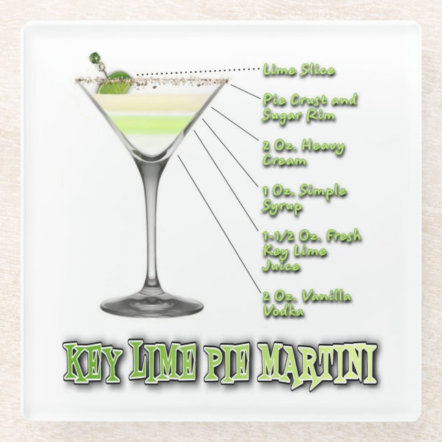 Key Lime Pie Martini Cocktail Recipe Art Coaster (Front)