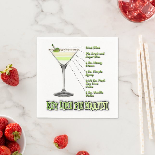 Key Lime Pie Martini Cocktail Recipe Art Napkin (Insitu)