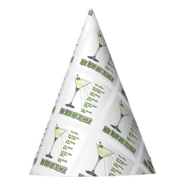 Key Lime Pie Martini Cocktail Recipe Art Party Hat (Front)
