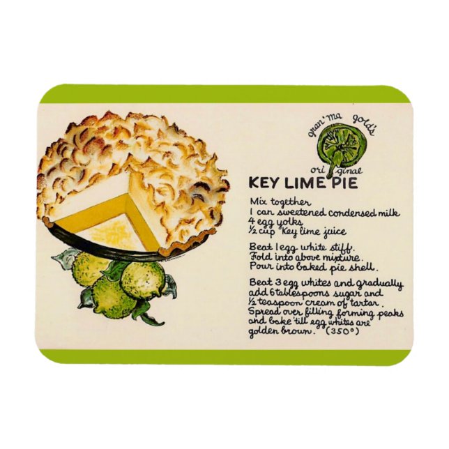 Key Lime Pie Recipe Magnet (Horizontal)
