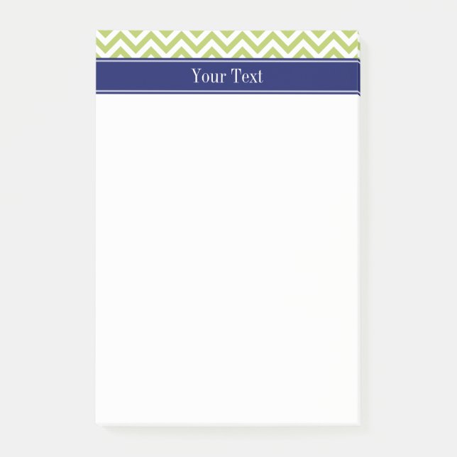 Key Lime SLg Chevron Navy Name Monogram Post-it Notes (Front)