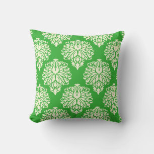 Key Lime Southern Cottage Damask Throw Pillow