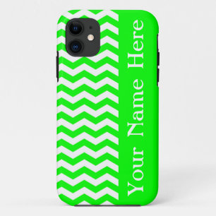 Key Lime Wave Chevron with name iPhone 11 Case