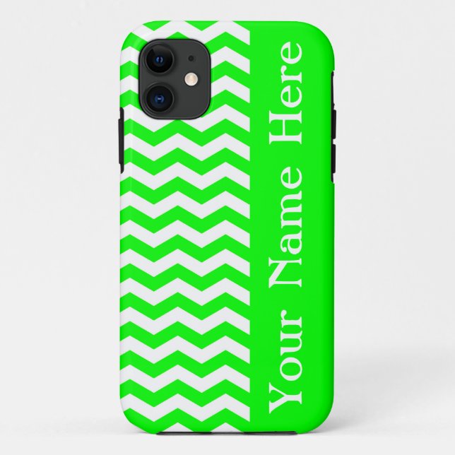 Key Lime Wave Chevron with name Case-Mate iPhone Case (Back)