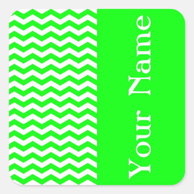 Key Lime Wave Chevron with name Square Sticker (Front)