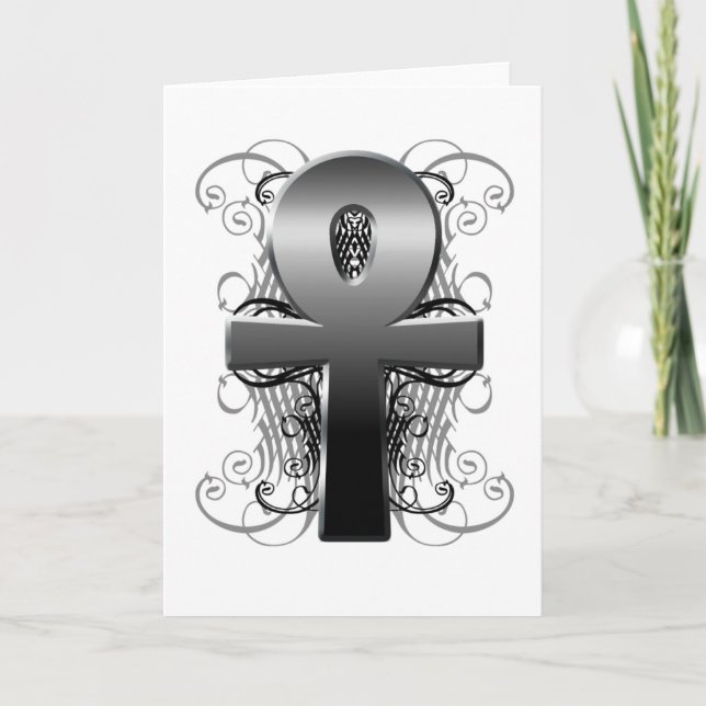 "Key of Life (Ankh)" in Chrome Blank Card (Front)