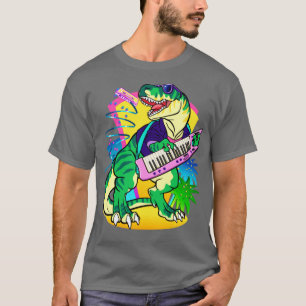 Key Rex 80s Synthesizer Dinosaur with Keytar T-Shirt