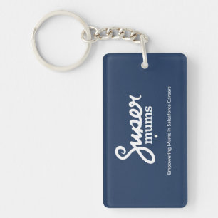 Key Ring Rectangle (double-sided)- Navy blue