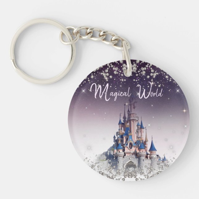 key ring with castle and crystal stones (Front)