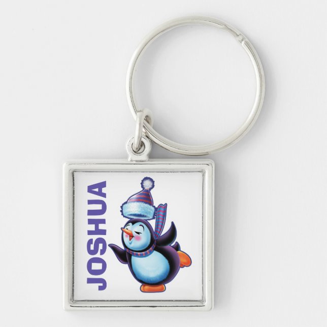 Key Ring with skating penguin (Front)