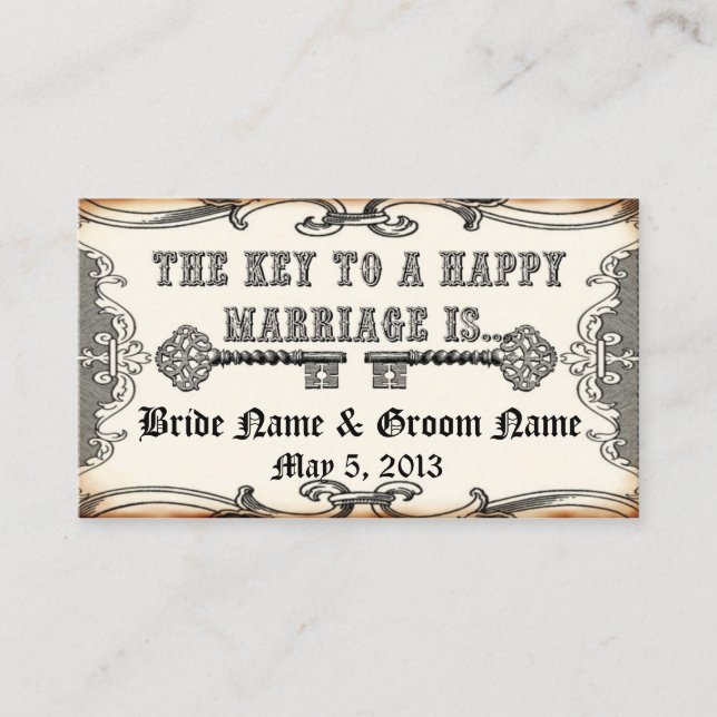 Key to Marriage Save the Date Advice Business Card (Front)