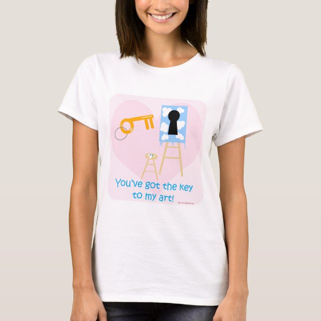 Key To My Art Cute Cartoon Slogan Design T-Shirt (Front)