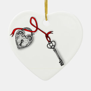 Key to my heart ceramic ornament