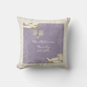 Key to my Heart Dove Swirl Flourish Family Collage Throw Pillow
