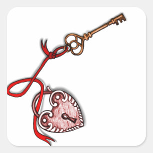 Key to my heart ~ Red Square Sticker
