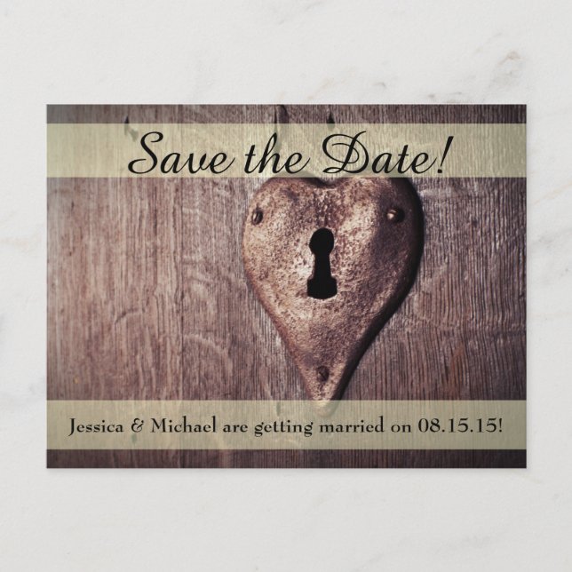 Key to My Heart Save the Date Postcard (Front)