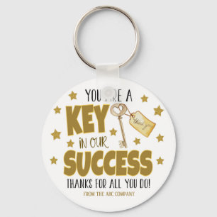 Key to Our Success Company Thank You Appreciation Keychain
