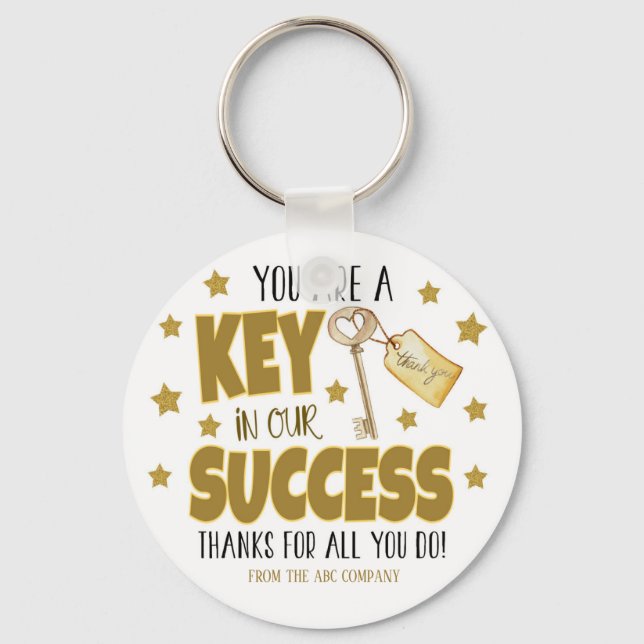 Key to Our Success Company Thank You Appreciation Keychain (Front)