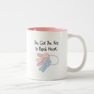 Key to Papa's Heart Tshirts and Gifts Two-Tone Coffee Mug