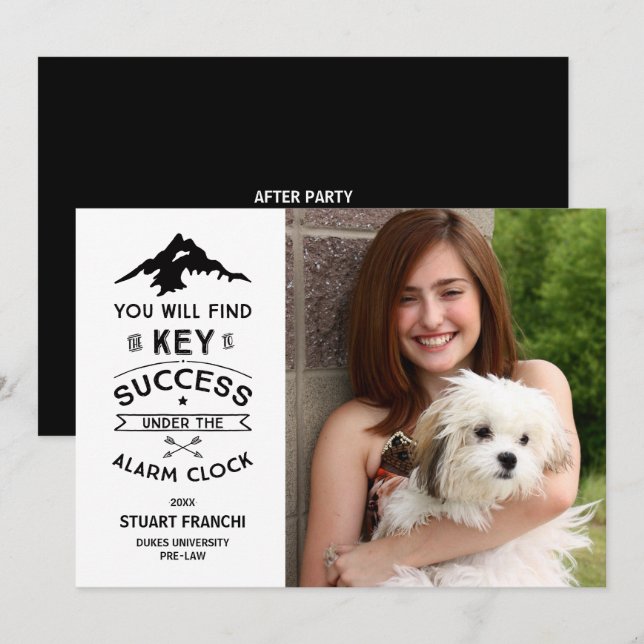 Key to Success Humourous Graduation Invitation (Front/Back)