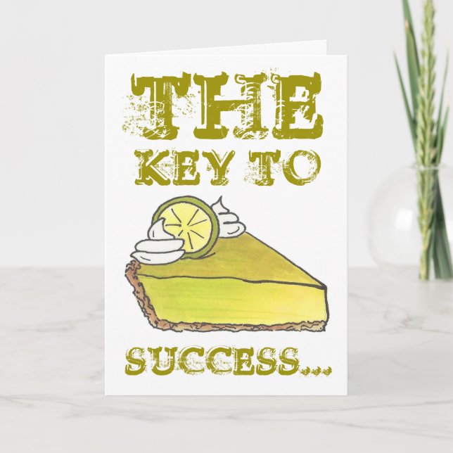 Key to Success Lime Pie Slice Congratulations Card (Front)