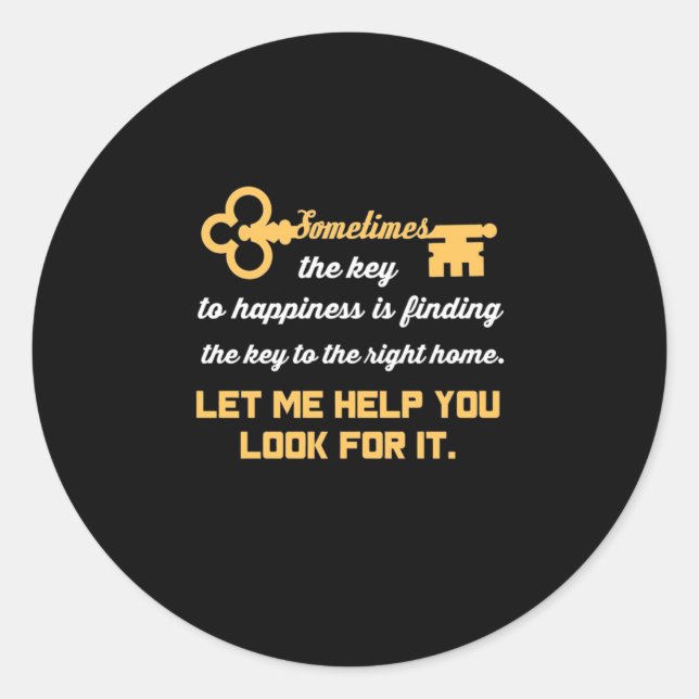Key To Your New House Classic Round Sticker (Front)