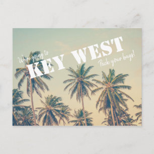 Key West Beach Palm Tree Save the Dates Postcard