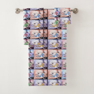 Key West Bicycle Pattern Bath Towel Set