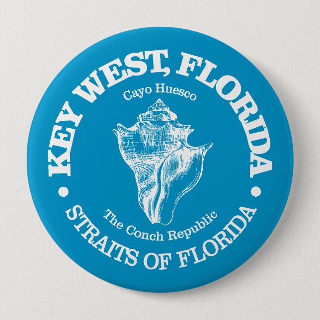 Key West (conch) 4 Inch Round Button (Front)