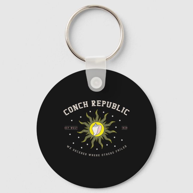 Key West Conch Republic Florida Scuba Fishing Gift Keychain (Front)