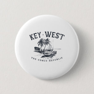 Key West Fishing Boat Conch Republic Tackle Gift 2 Inch Round Button