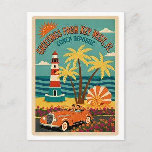 Key West FL Conch Republic Retro Postcard