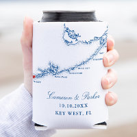 Key West FL Map Elegant Navy Blue Wedding Favour