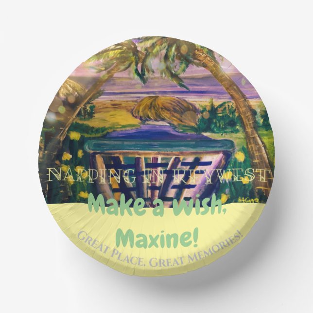 Key West, FL Memory Tip of Travel Paper Plate (Front)