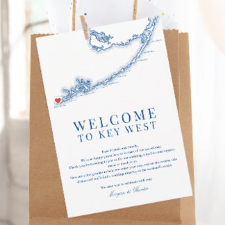 Key West FL Navy Blue Wedding Welcome Itinerary Thank You Card