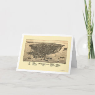 Key West, FL Panoramic Map - 1884 Card