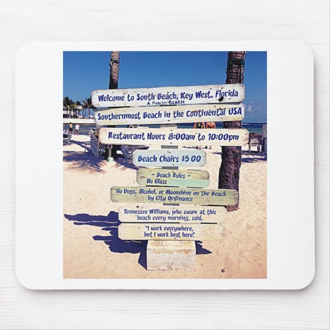 key west florida beach sign mouse pad (Front)