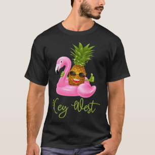 Key West Florida Beach Tropical  Flamingo Pineappl T-Shirt