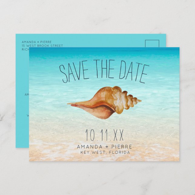 Key West Florida Beach Wedding Announcement Postcard (Front/Back)