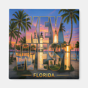 Key West Florida Coastal Skyline Tropical Travel Magnet