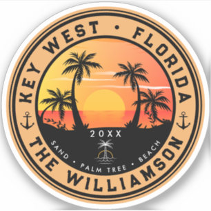 Key West Florida Keys Retro Sunset Palm Tree 80s