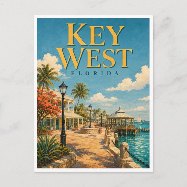 Key West Florida Mallory Square GeoSaga Postcard (Front)