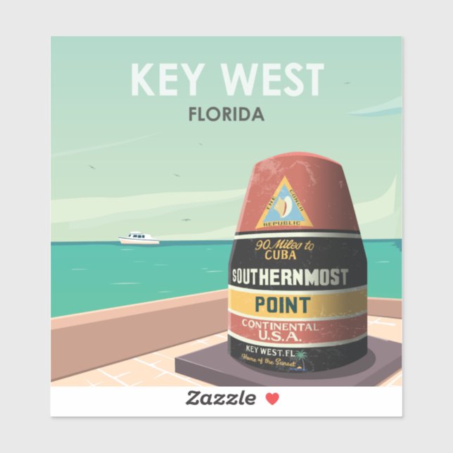 Key West Florida Mile Zero Vintage Travel (Sheet)
