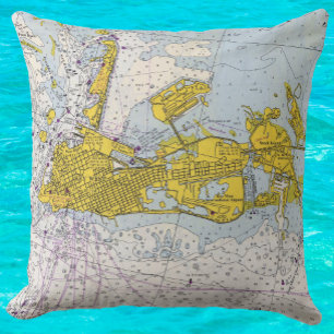 Key West Florida nautical chart map Throw Pillow