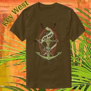 Key West Florida Nautical Pirate Skull Anchor T-Sh T-Shirt