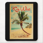 Key West Florida Palm Tree Beach Vintage Travel Mouse Pad<br><div class="desc">Key West Florida design in Vintage Travel style featuring a palm tree on the beach with ocean and sky.</div>